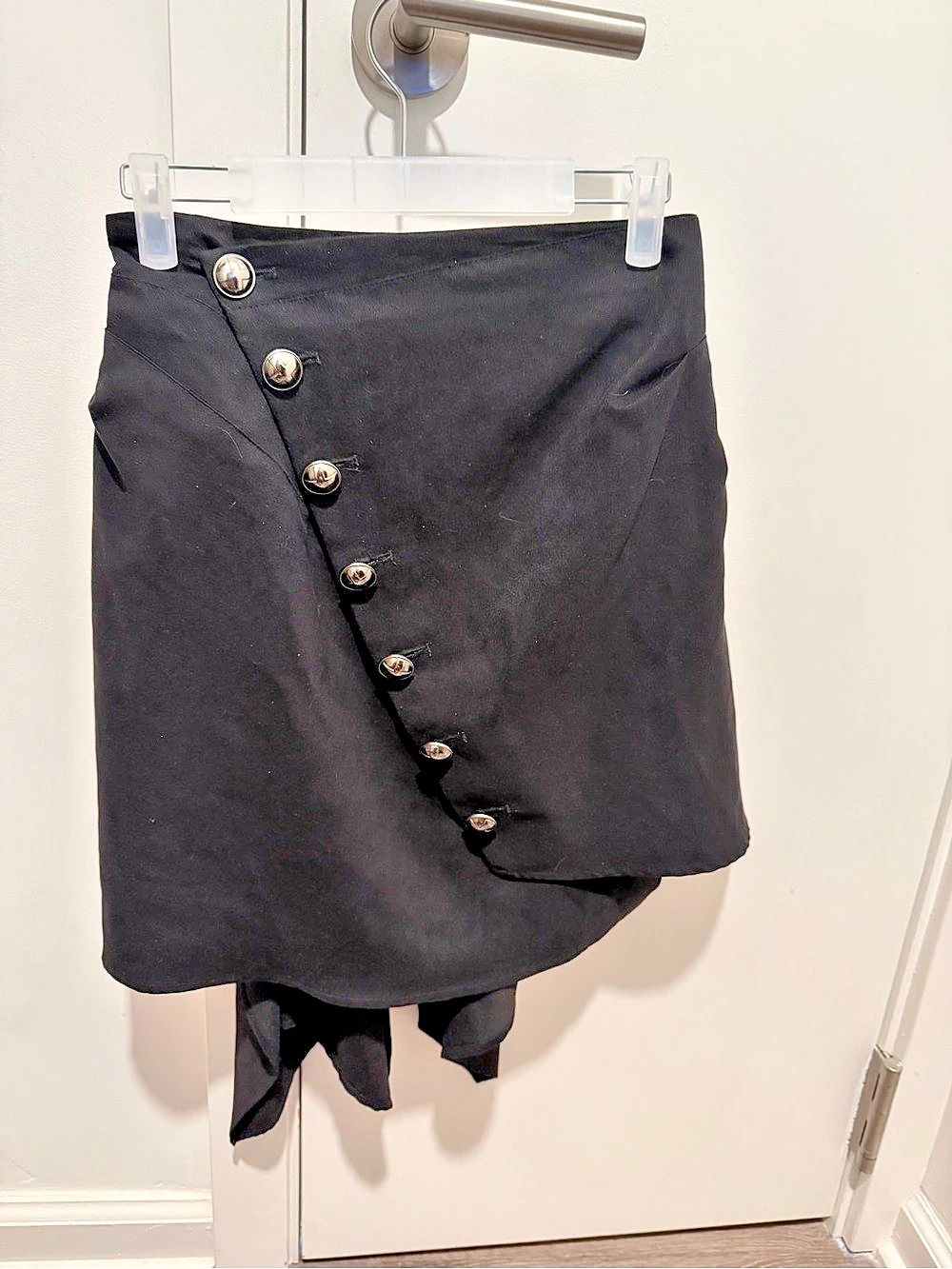 A.F. Vandevorst Asymmetrical Button-Front Skirt in Black with back bustle